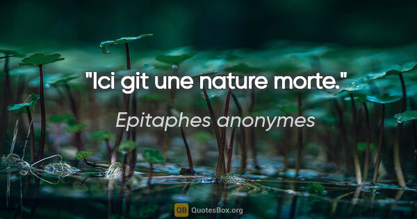 Epitaphes anonymes citation: "Ici git une nature morte."