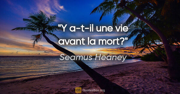 Seamus Heaney citation: "Y a-t-il une vie avant la mort?"