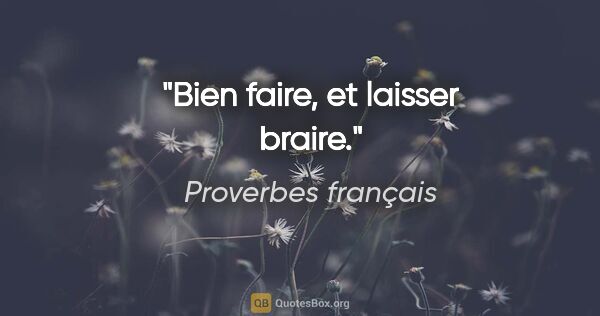 Proverbes français citation: "Bien faire, et laisser braire."