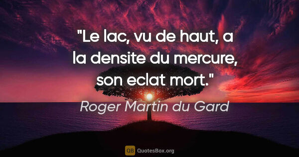 Roger Martin du Gard citation: "Le lac, vu de haut, a la densite du mercure, son eclat mort."