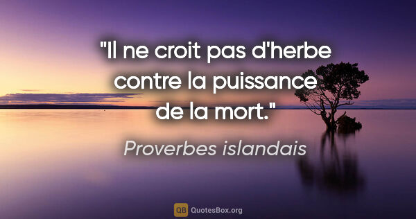 Proverbes islandais citation: "Il ne croit pas d'herbe contre la puissance de la mort."