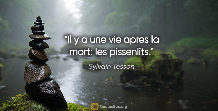 Sylvain Tesson citation: "Il y a une vie apres la mort: les pissenlits."