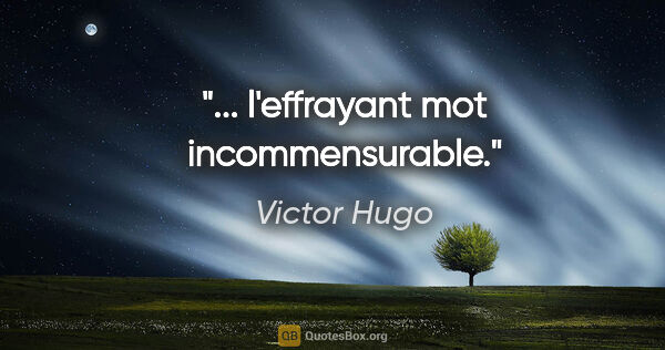 Victor Hugo citation: "... l'effrayant mot incommensurable."