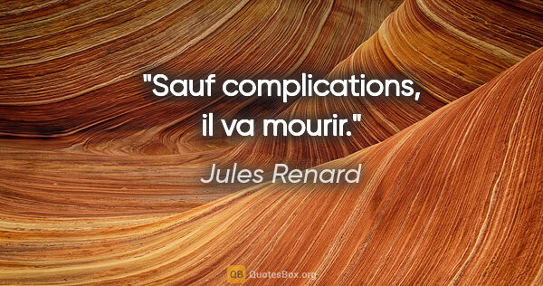 Jules Renard citation: "Sauf complications, il va mourir."
