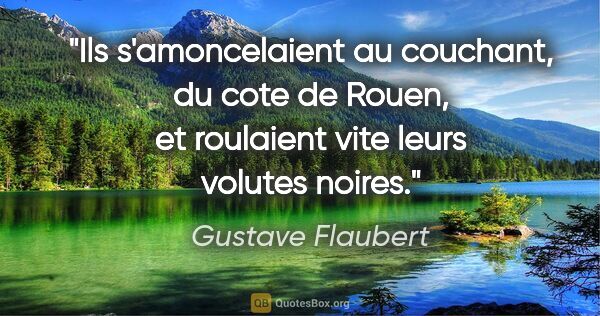 Gustave Flaubert citation: "Ils s'amoncelaient au couchant, du cote de Rouen, et roulaient..."