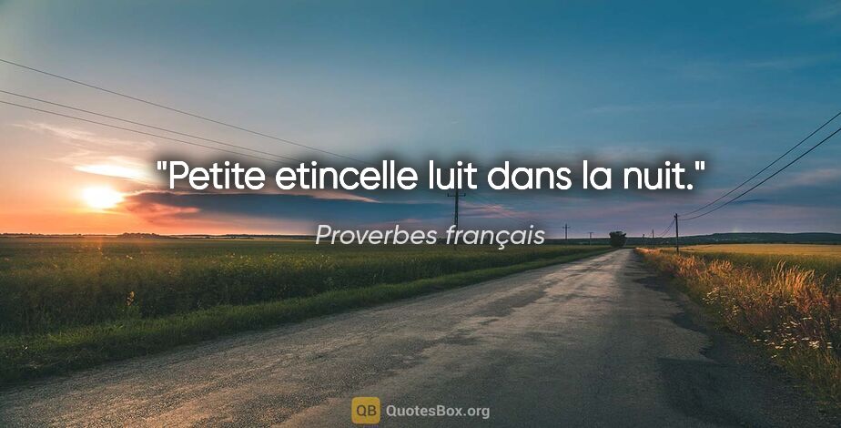 Proverbes français citation: "Petite etincelle luit dans la nuit."