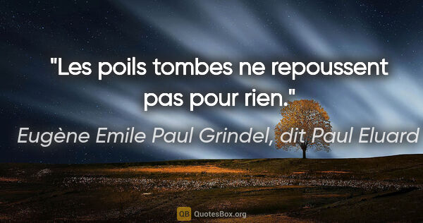 Eugène Emile Paul Grindel, dit Paul Eluard citation: "Les poils tombes ne repoussent pas pour rien."