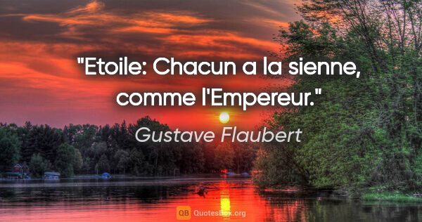 Gustave Flaubert citation: "Etoile: Chacun a la sienne, comme l'Empereur."