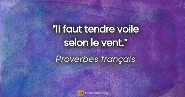 Proverbes français citation: "Il faut tendre voile selon le vent."