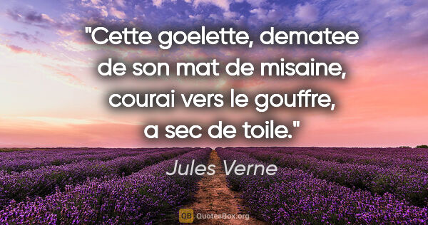 Jules Verne citation: "Cette goelette, dematee de son mat de misaine, courai vers le..."