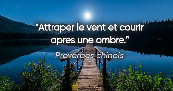 Proverbes chinois citation: "Attraper le vent et courir apres une ombre."