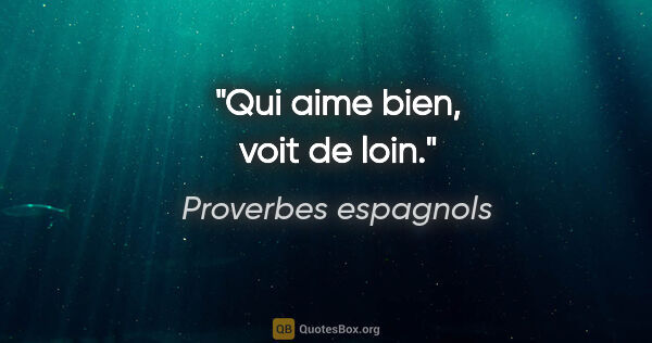 Proverbes espagnols citation: "Qui aime bien, voit de loin."