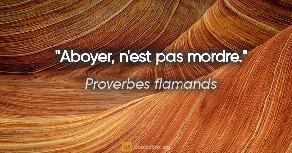 Proverbes flamands citation: "Aboyer, n'est pas mordre."