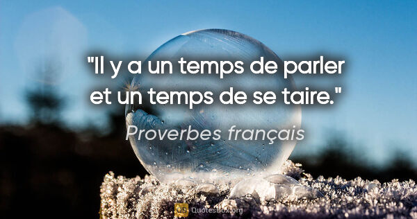 Proverbes français citation: "Il y a un temps de parler et un temps de se taire."