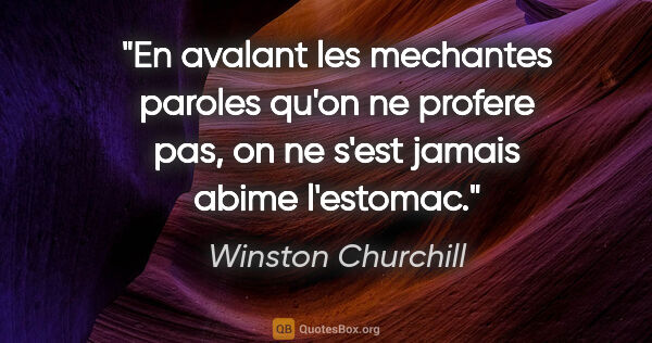 Winston Churchill citation: "En avalant les mechantes paroles qu'on ne profere pas, on ne..."