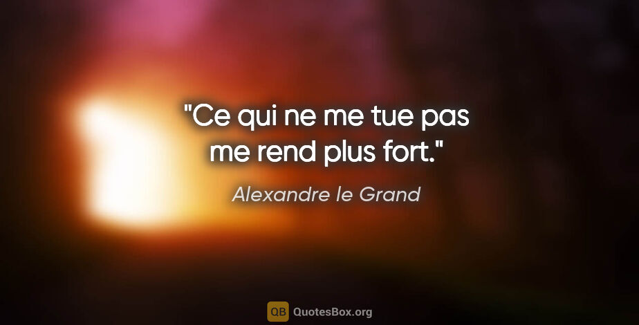 Alexandre le Grand citation: "Ce qui ne me tue pas me rend plus fort."