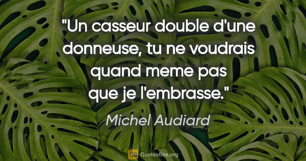 Michel Audiard citation: "Un casseur double d'une donneuse, tu ne voudrais quand meme..."