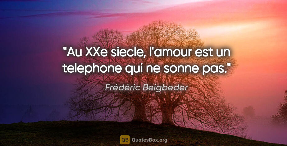 Frédéric Beigbeder citation: "Au XXe siecle, l'amour est un telephone qui ne sonne pas."