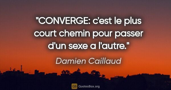 Damien Caillaud citation: "CONVERGE: c'est le plus court chemin pour passer d'un sexe a..."