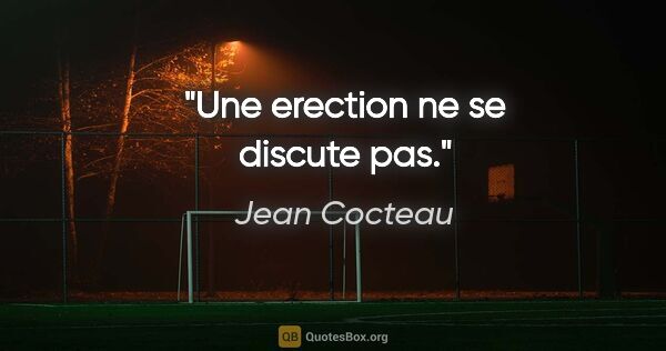 Jean Cocteau citation: "Une erection ne se discute pas."