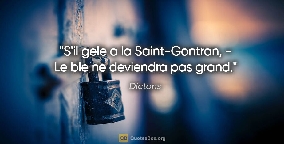 Dictons citation: "S'il gele a la Saint-Gontran, - Le ble ne deviendra pas grand."