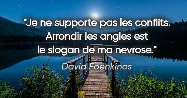 David Foenkinos citation: "Je ne supporte pas les conflits. Arrondir les angles est le..."
