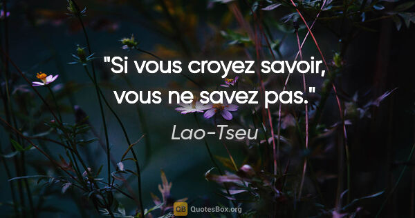 Lao-Tseu citation: "Si vous croyez savoir, vous ne savez pas."