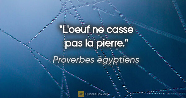 Proverbes égyptiens citation: "L'oeuf ne casse pas la pierre."