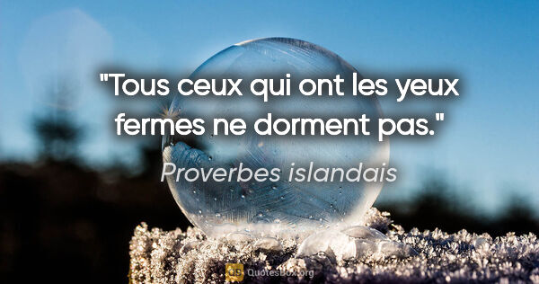 Proverbes islandais citation: "Tous ceux qui ont les yeux fermes ne dorment pas."