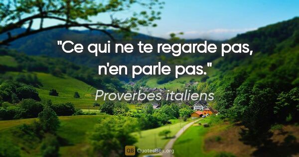 Proverbes italiens citation: "Ce qui ne te regarde pas, n'en parle pas."