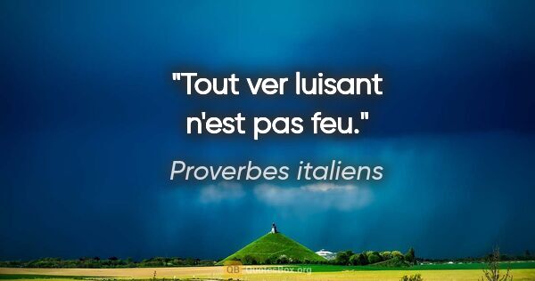 Proverbes italiens citation: "Tout ver luisant n'est pas feu."