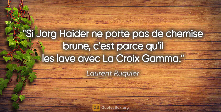 Laurent Ruquier citation: "Si Jorg Haider ne porte pas de chemise brune, c'est parce..."