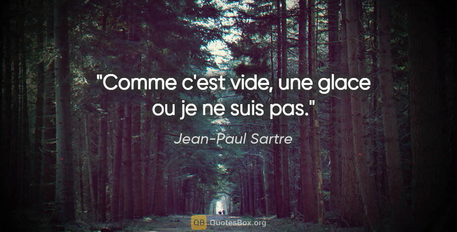 Jean-Paul Sartre citation: "Comme c'est vide, une glace ou je ne suis pas."