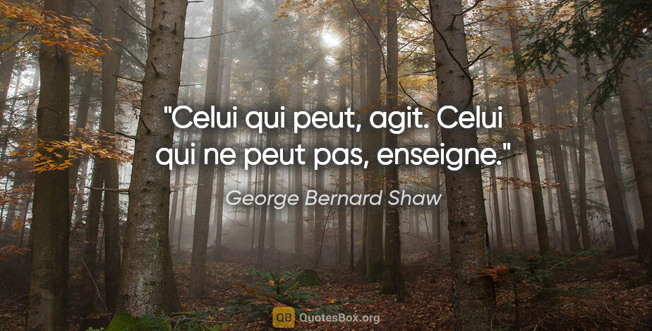George Bernard Shaw citation: "Celui qui peut, agit. Celui qui ne peut pas, enseigne."
