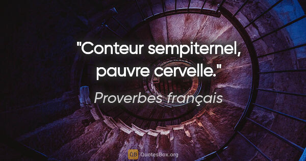 Proverbes français citation: "Conteur sempiternel, pauvre cervelle."