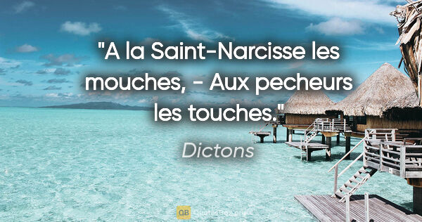 Dictons citation: "A la Saint-Narcisse les mouches, - Aux pecheurs les touches."
