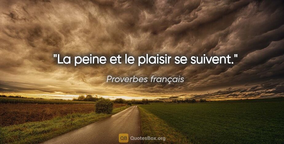 Proverbes français citation: "La peine et le plaisir se suivent."