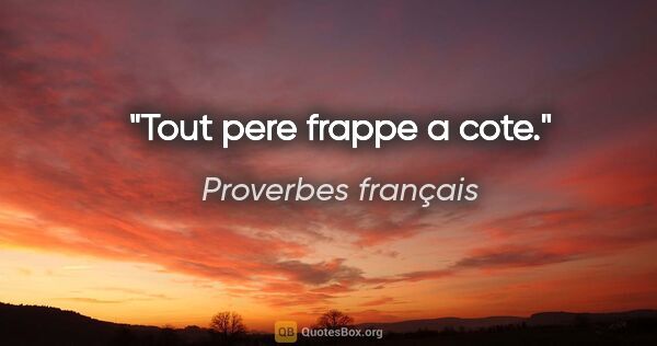 Proverbes français citation: "Tout pere frappe a cote."