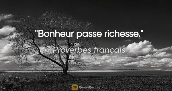 Proverbes français citation: "Bonheur passe richesse."