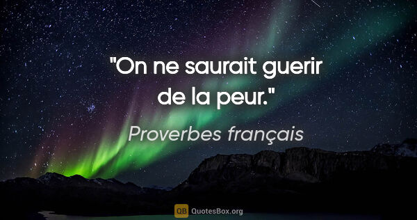 Proverbes français citation: "On ne saurait guerir de la peur."