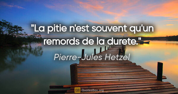 Pierre-Jules Hetzel citation: "La pitie n'est souvent qu'un remords de la durete."