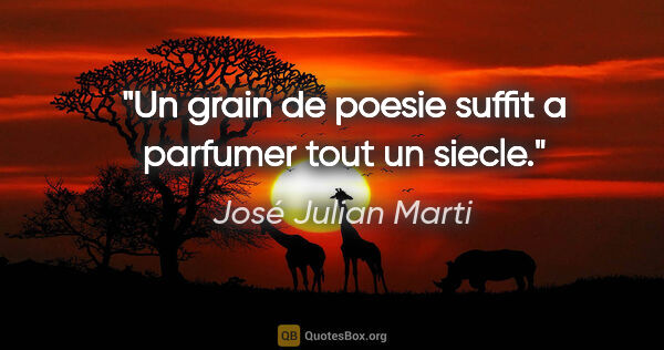 José Julian Marti citation: "Un grain de poesie suffit a parfumer tout un siecle."