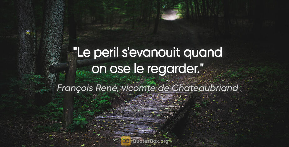 François René, vicomte de Chateaubriand citation: "Le peril s'evanouit quand on ose le regarder."