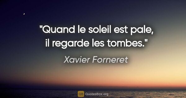 Xavier Forneret citation: "Quand le soleil est pale, il regarde les tombes."