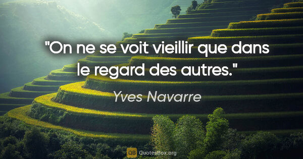 Yves Navarre citation: "On ne se voit vieillir que dans le regard des autres."