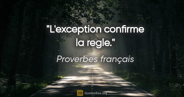 Proverbes français citation: "L'exception confirme la regle."