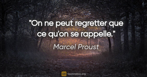 Marcel Proust citation: "On ne peut regretter que ce qu'on se rappelle."