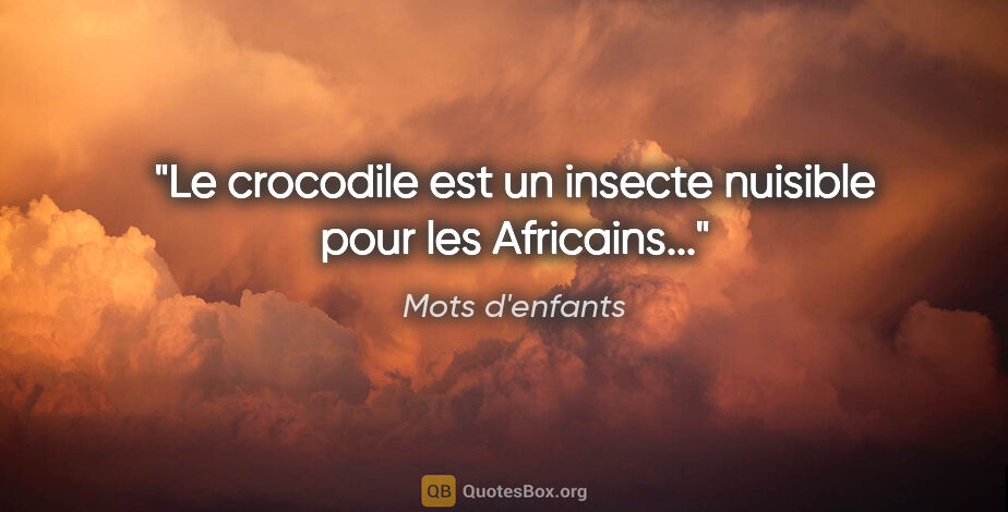 Mots d'enfants citation: "Le crocodile est un insecte nuisible pour les Africains..."