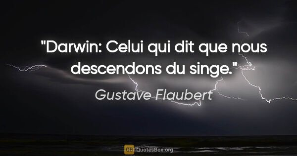Gustave Flaubert citation: "Darwin: Celui qui dit que nous descendons du singe."