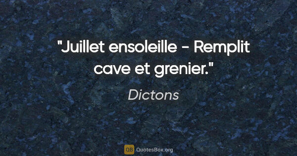 Dictons citation: "Juillet ensoleille - Remplit cave et grenier."